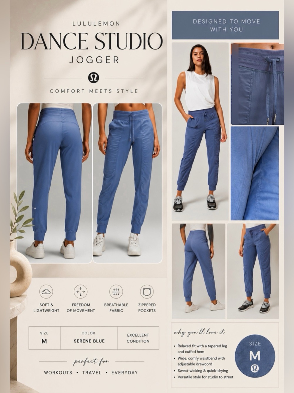 Women’s lululemon Dance studio joggers Lightweight  - Blue